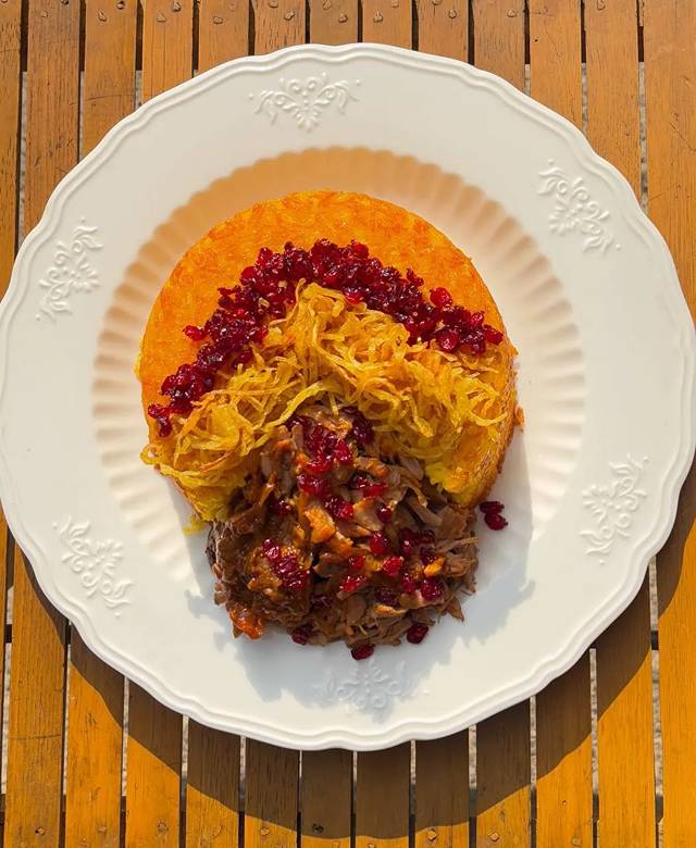 ته چین گوشت و بادمجان